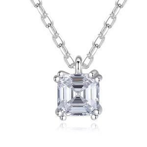 Zara 0.39Ct Asscher Cut 925 Sterling Silver Square Fine Pendant Chain